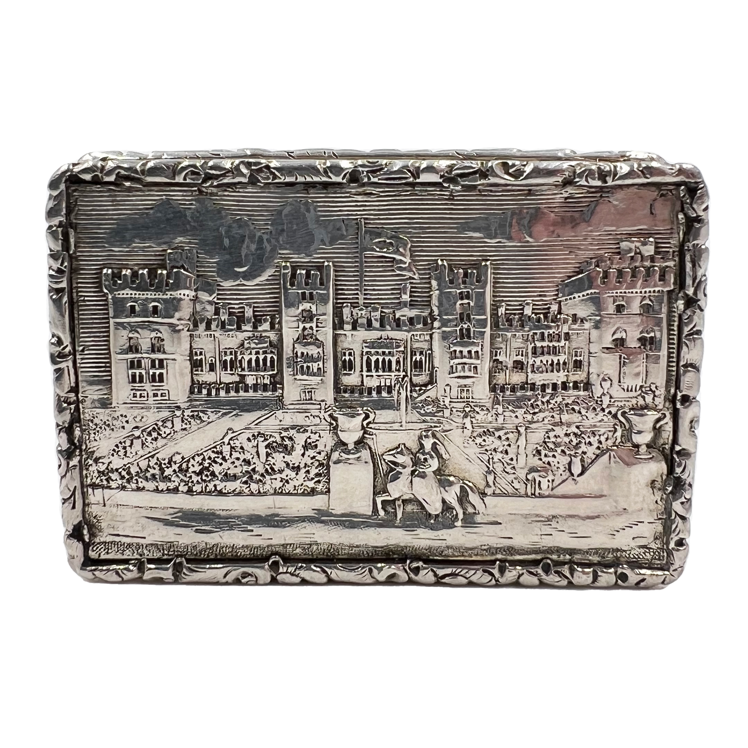 A VICTORIAN SILVER CASTLE TOP VINAIGRETTE, WINDER CASLE, BIRMINGHAM, CLARK FRANCIS, 1841