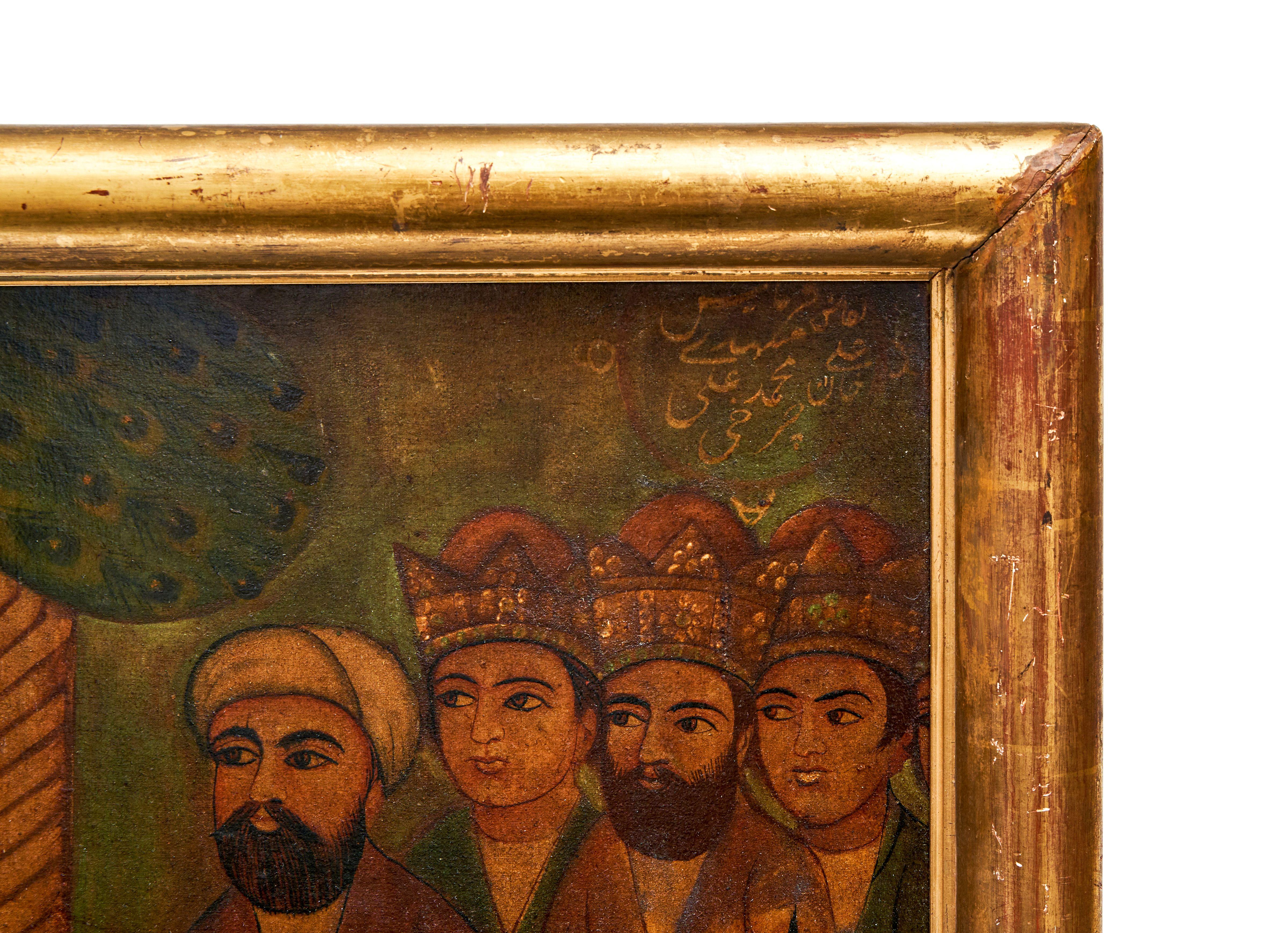 OIL ON CANVAS QAJAR PAINTING DEPICTING A SEATED HOLY MAN, 19TH/20TH CENTURY - Image 2 of 3