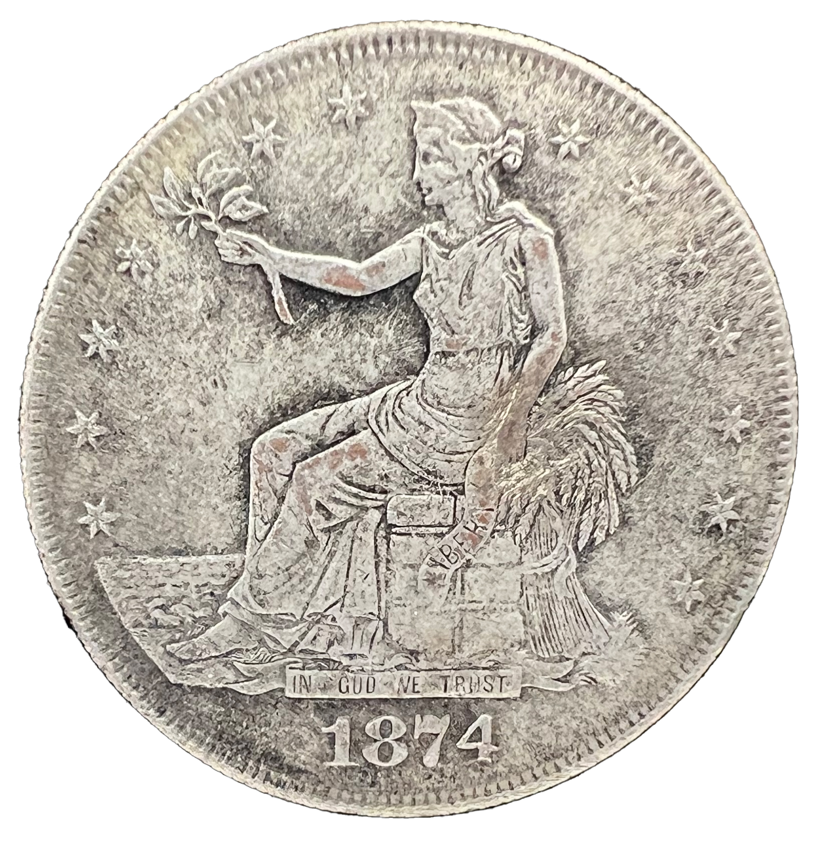 1874 S UNITED STATES OF AMERICA US SILVER TRADE DOLLAR COIN - Image 2 of 2