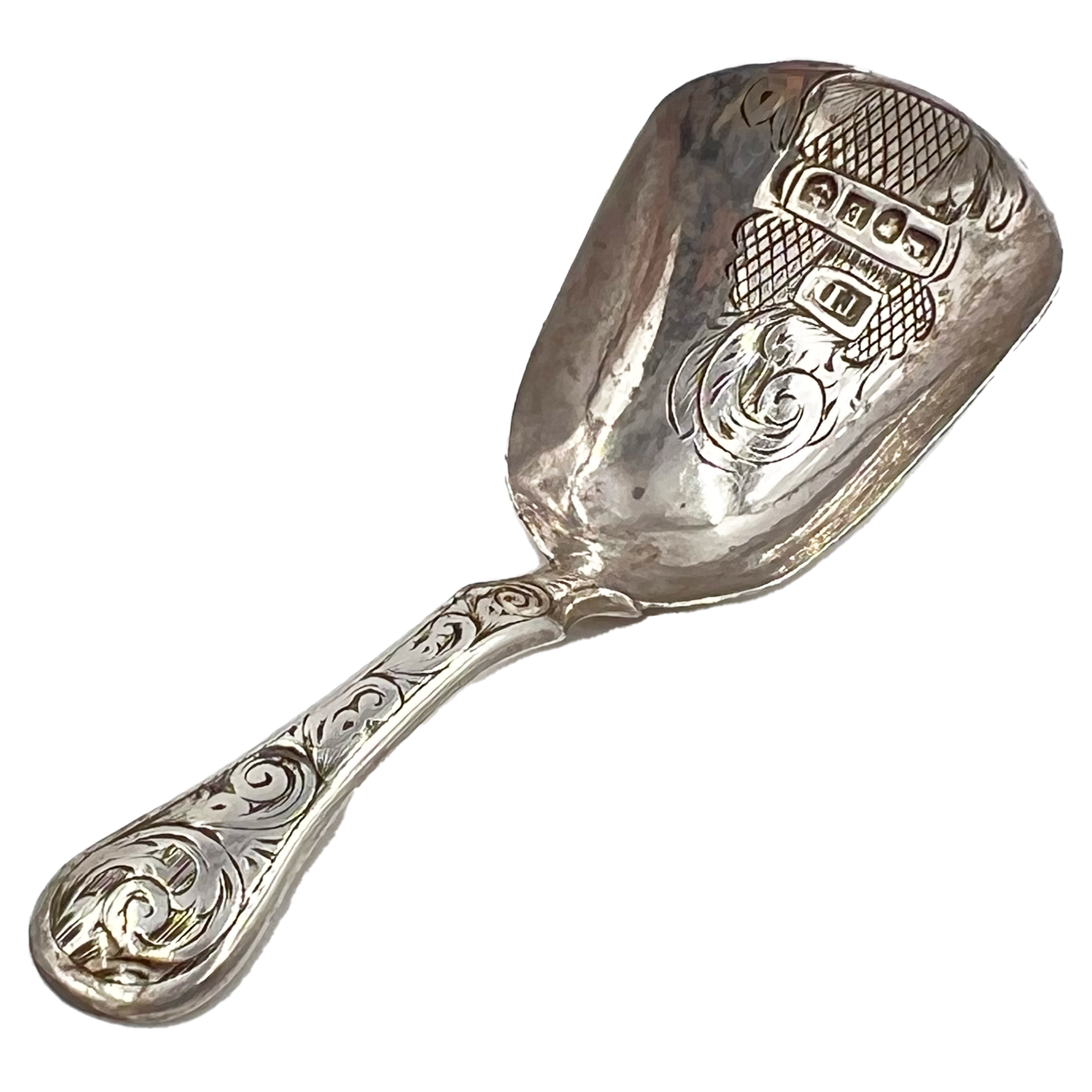 SILVER CADDY SPOON, BIRMINGHAM, TD, 1853