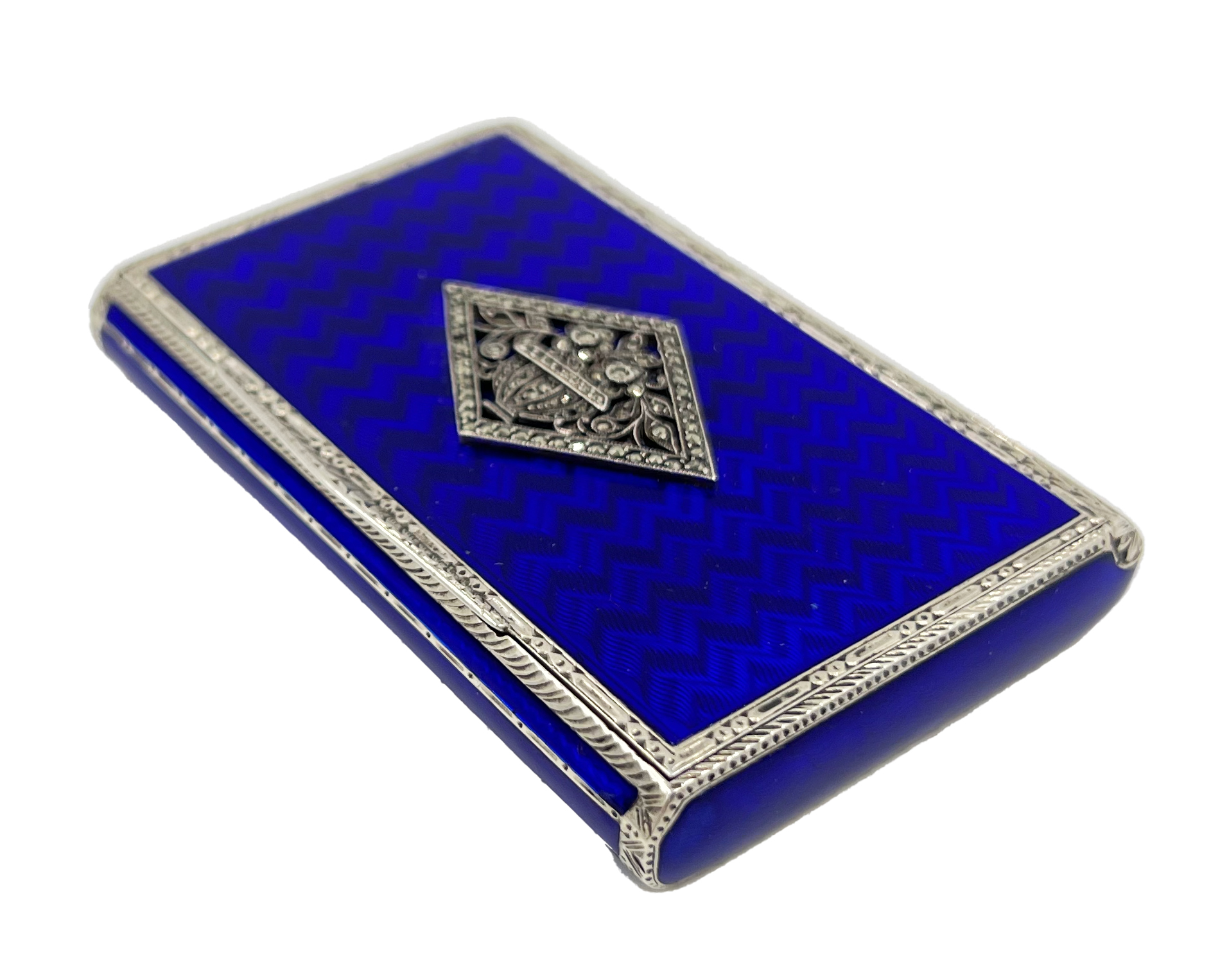 A SILVER AND BLUE ENAMEL CONTINENTAL SNUFFBOX WITH LONDON IMPORT MARKS, STOCKWELL & CO,1928 - Image 2 of 6