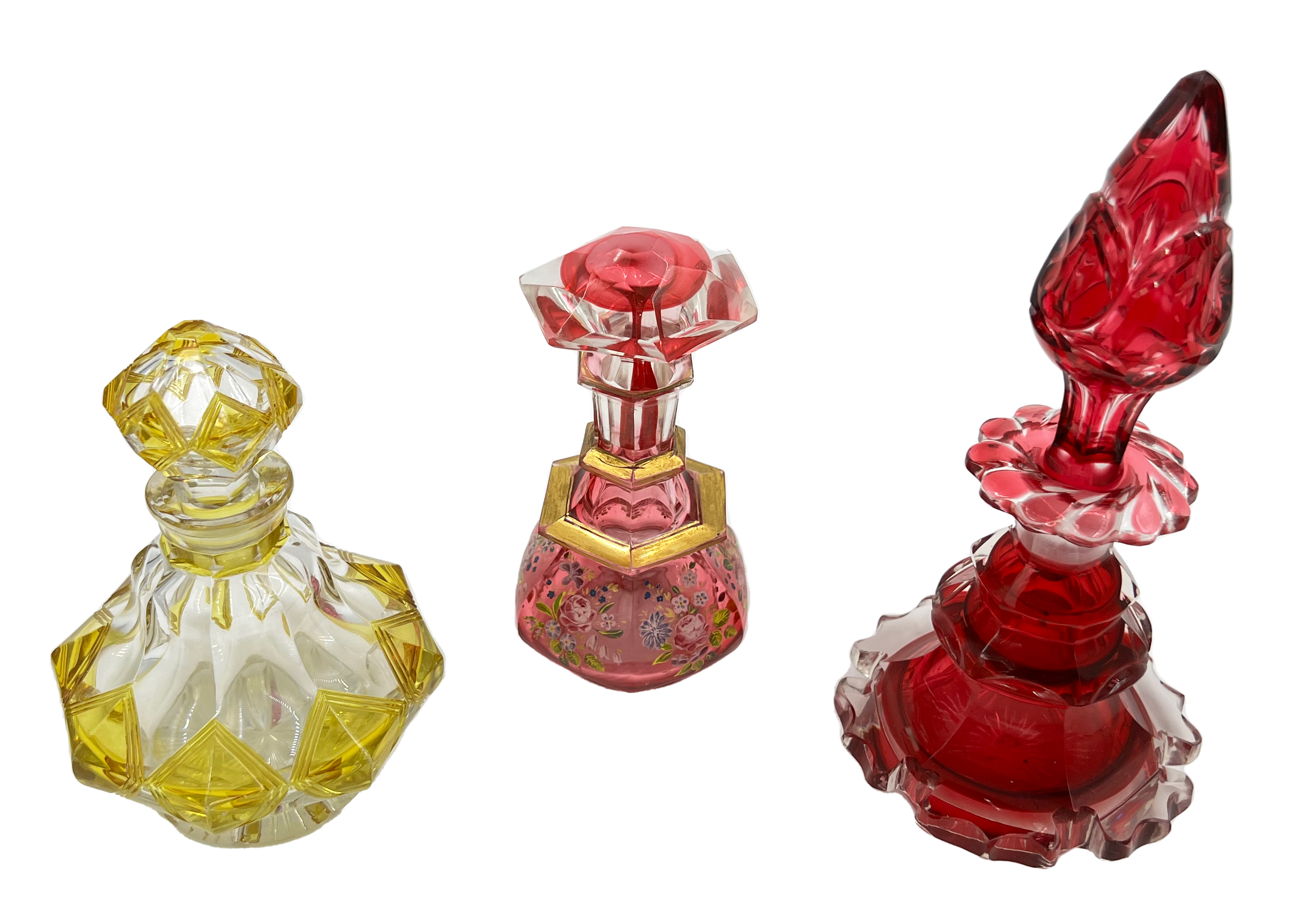 THREE BOHEMIAN GLASS PERFUME BOTTLES - Image 2 of 2