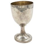 A GEORGIAN SILVER GOBLET WITH AGRICULTURAL INTEREST AND ENGRAVED ‘FOR THE BEST FAT BEAST’