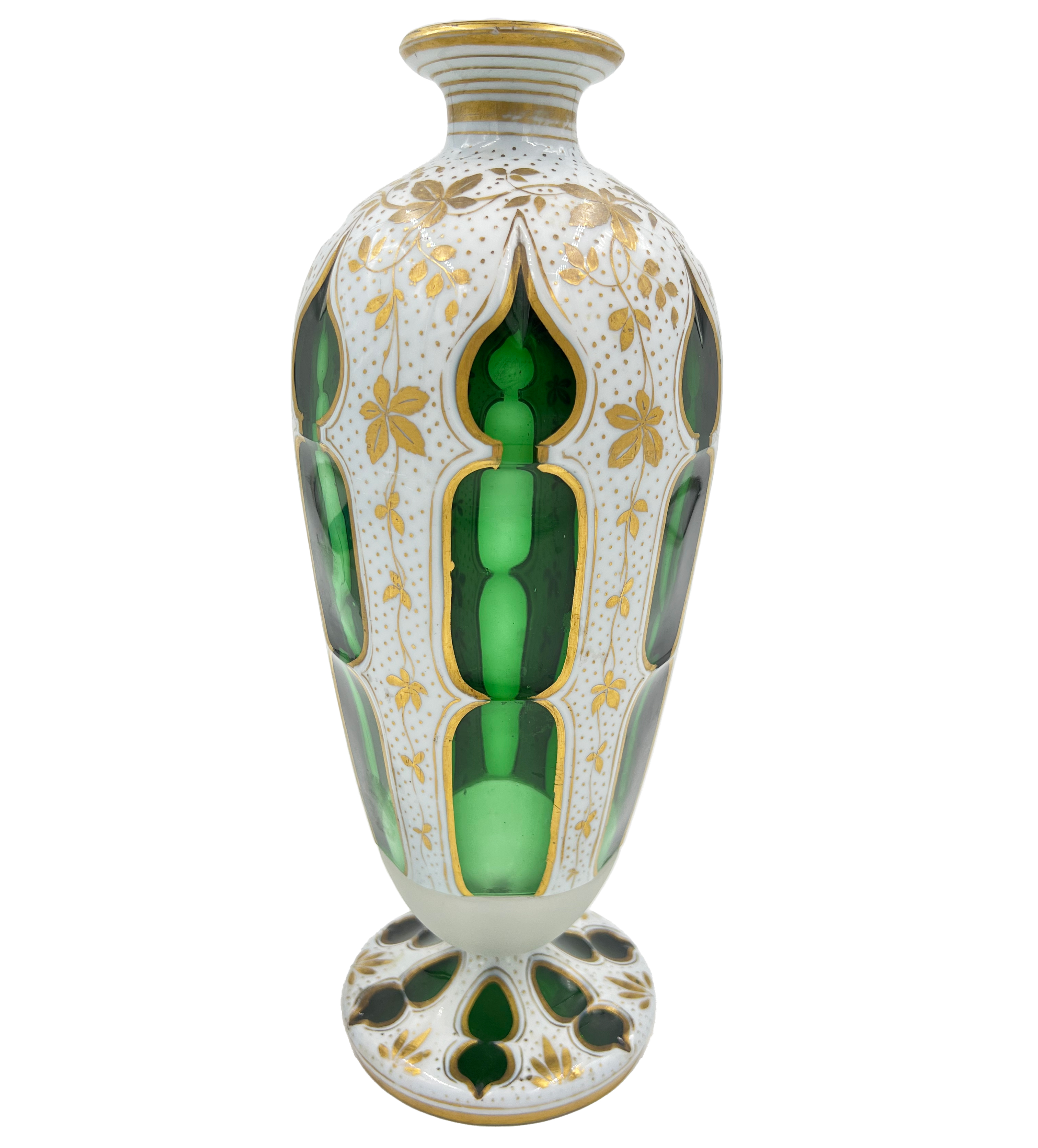 OVERLAY BOHEMIAN GLASS VASE AND PERFUME BOTTLE, 19TH CENTURY - Image 2 of 3