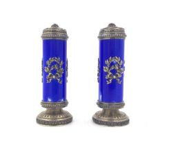 PAIR OF ENAMELLED FABERGE STYLE PEPPERS
