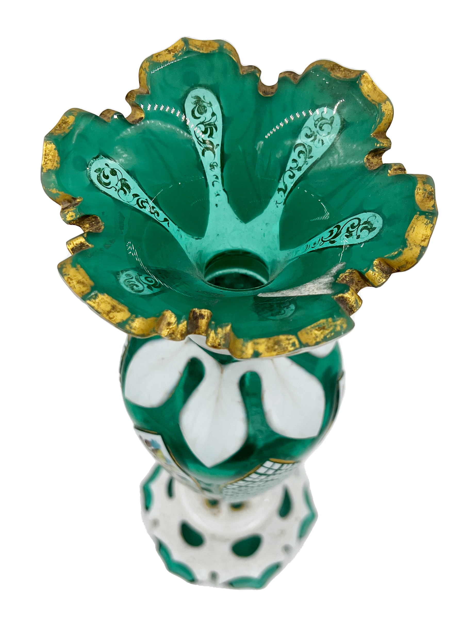GREEN AND WHITE BOHEMIAN FLASHED GLASS VASE, 19TH CENTURY - Image 3 of 7