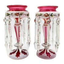 PAIR OF RUBY BOHEMIAN GLASS LUSTRES