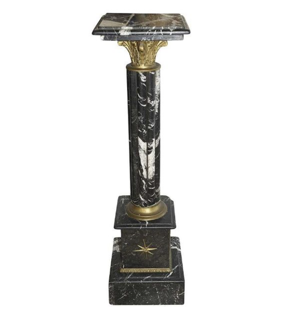 MARBLE AND ORMOLU MOUNTED FLOOR STANDING PEDESTAL