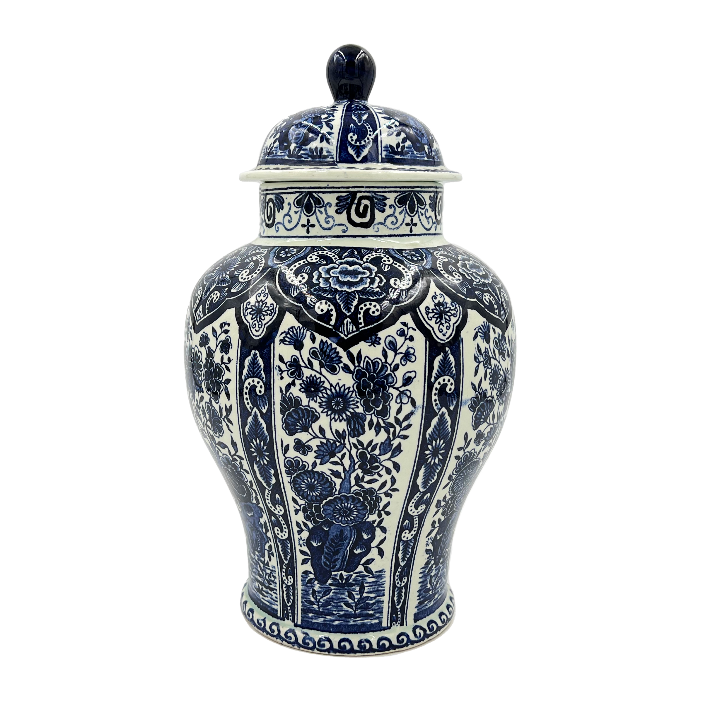BLUE AND WHITE PORCELAIN VASE BY BOCH