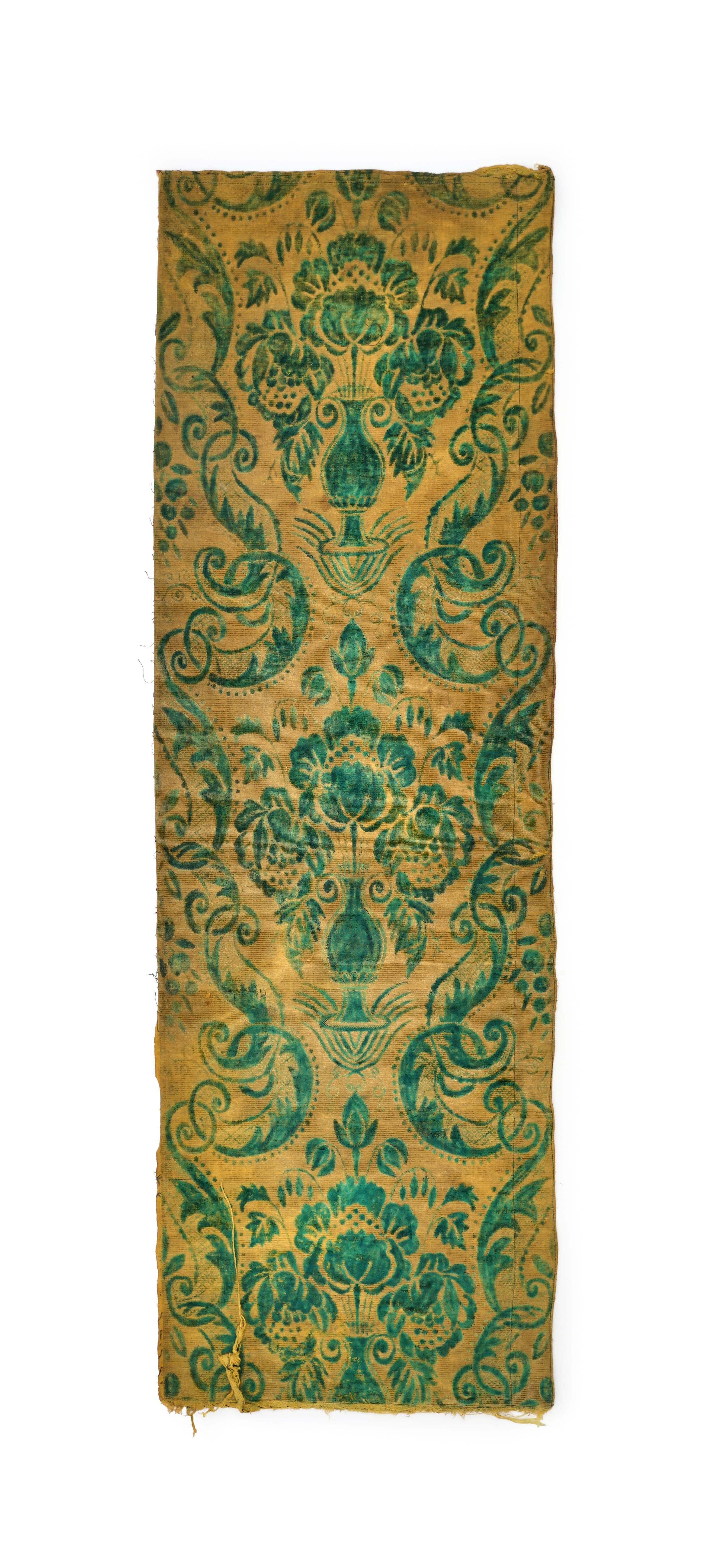 A GREEN VELVET OTTOMAN TEXTILE, POSSIBLY BURSA