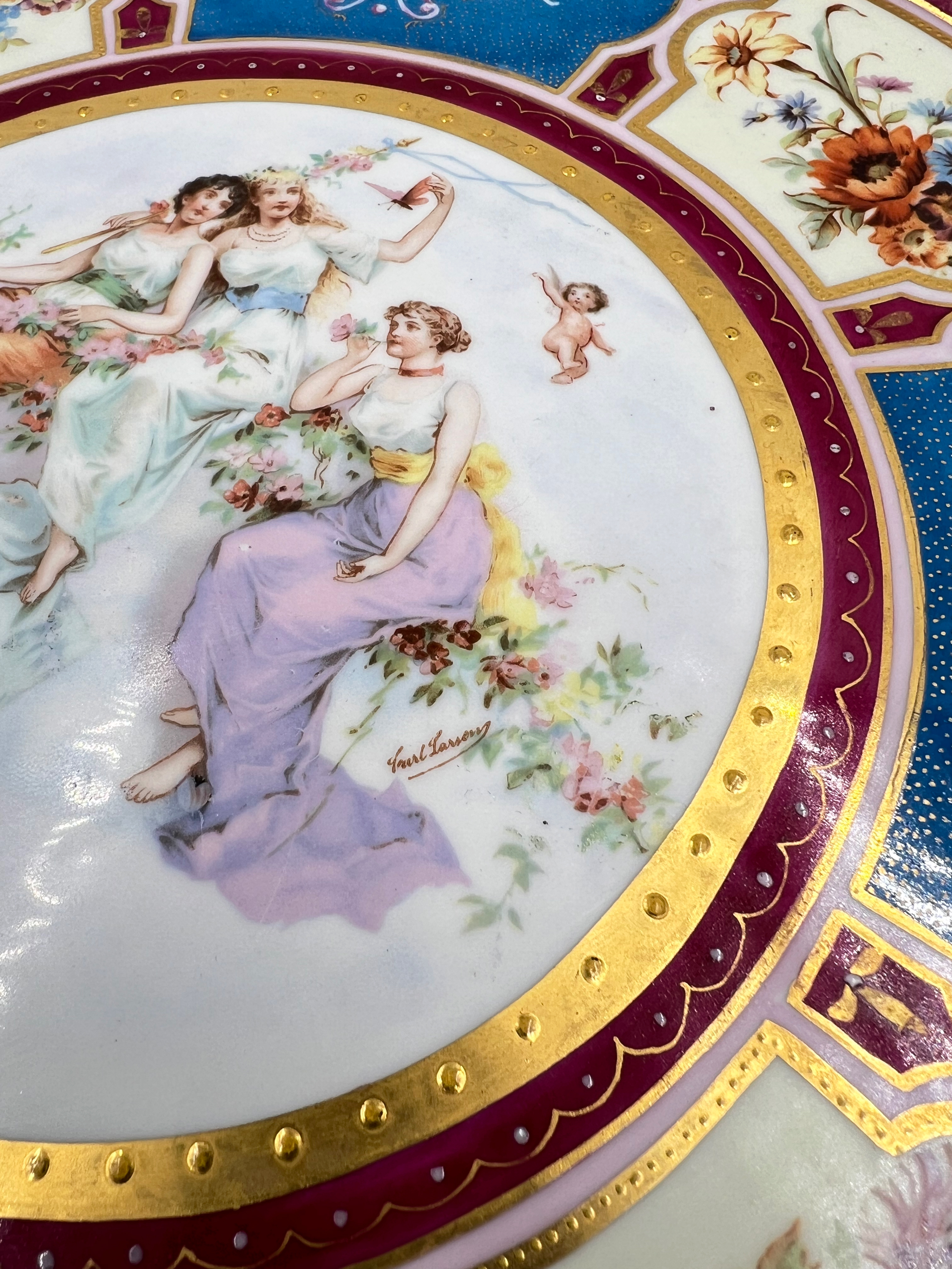 HAND PAINTED AND SIGNED AUSTRIAN PORCELAIN TRAY - Image 2 of 4