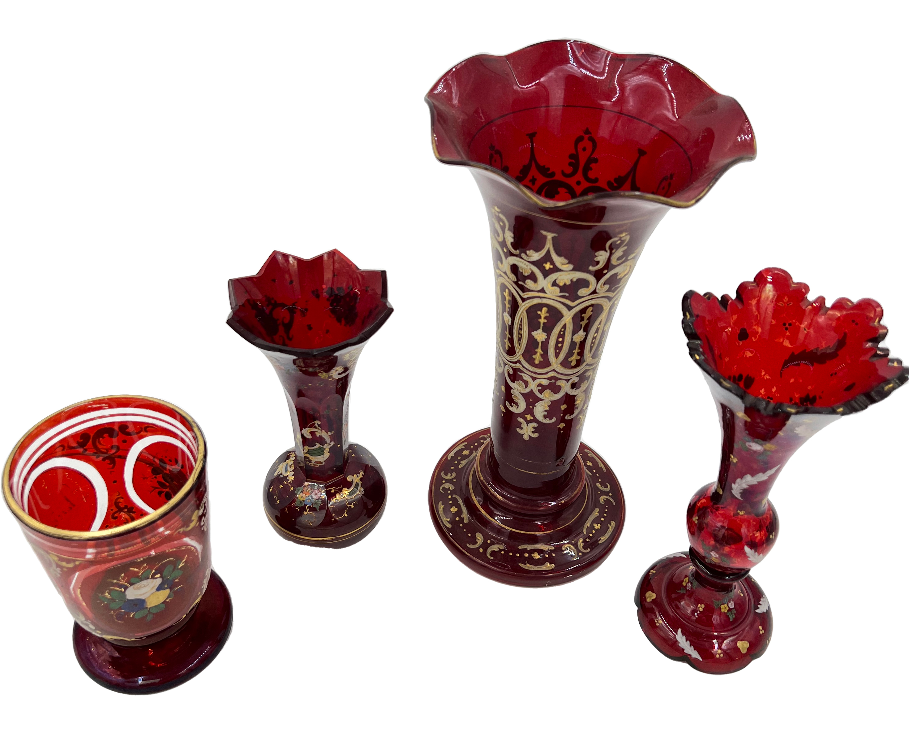 RUBY SYMPHONY: GROUP OF BOHEMIAN GLASS VASES AND CUP - Image 2 of 2