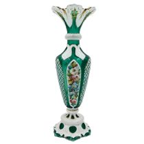 GREEN AND WHITE BOHEMIAN FLASHED GLASS VASE, 19TH CENTURY