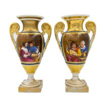 PAIR OF HAND PAINTED PARIS PORCELAIN VASES