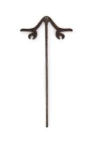LATE 19TH CENTURY STEEL AND SILVER INLAY DERVISH BEGGING STICK, QAJAR