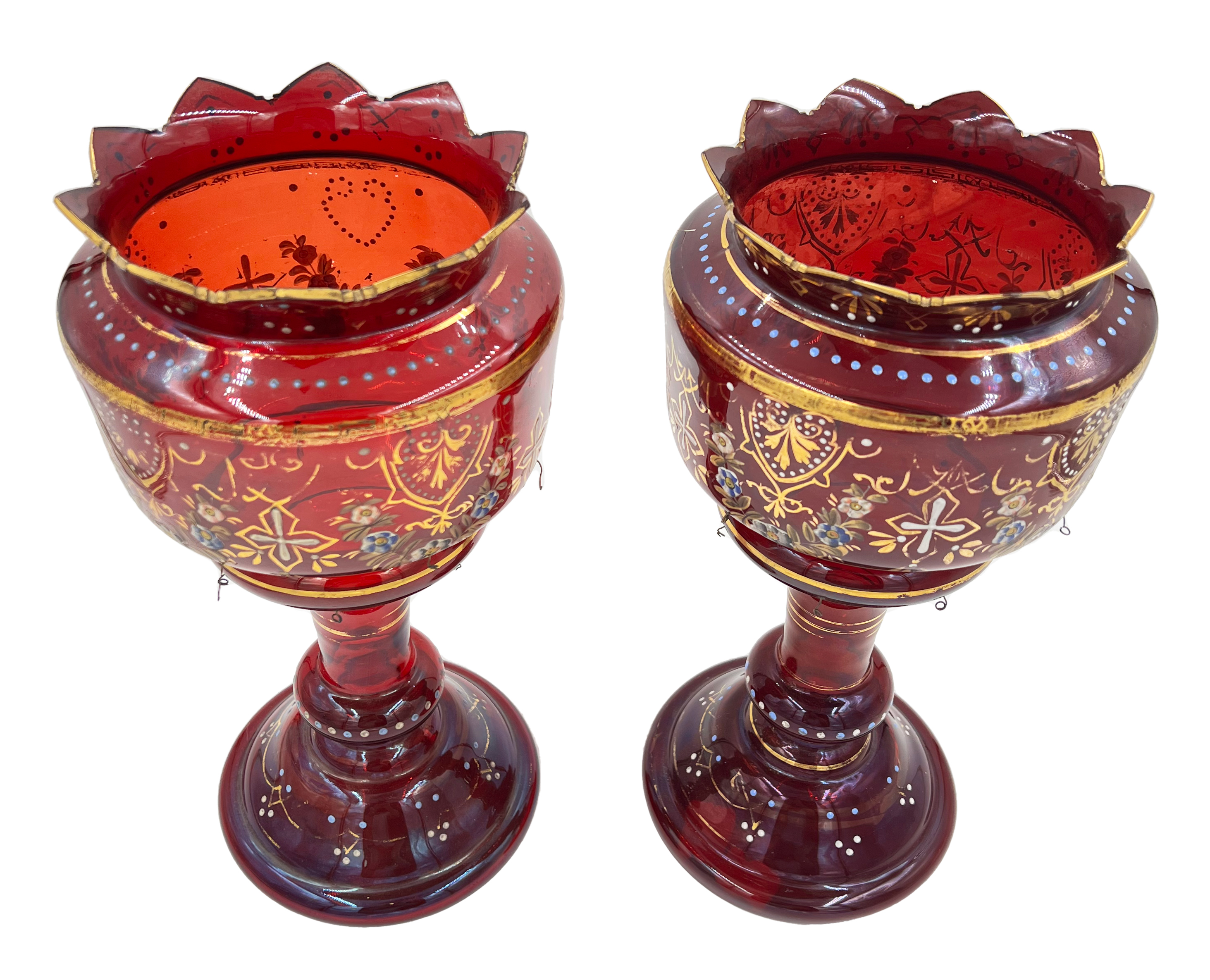 PAIR OF VICTORIAN RUBY GLASS LUSTRES - Image 2 of 2