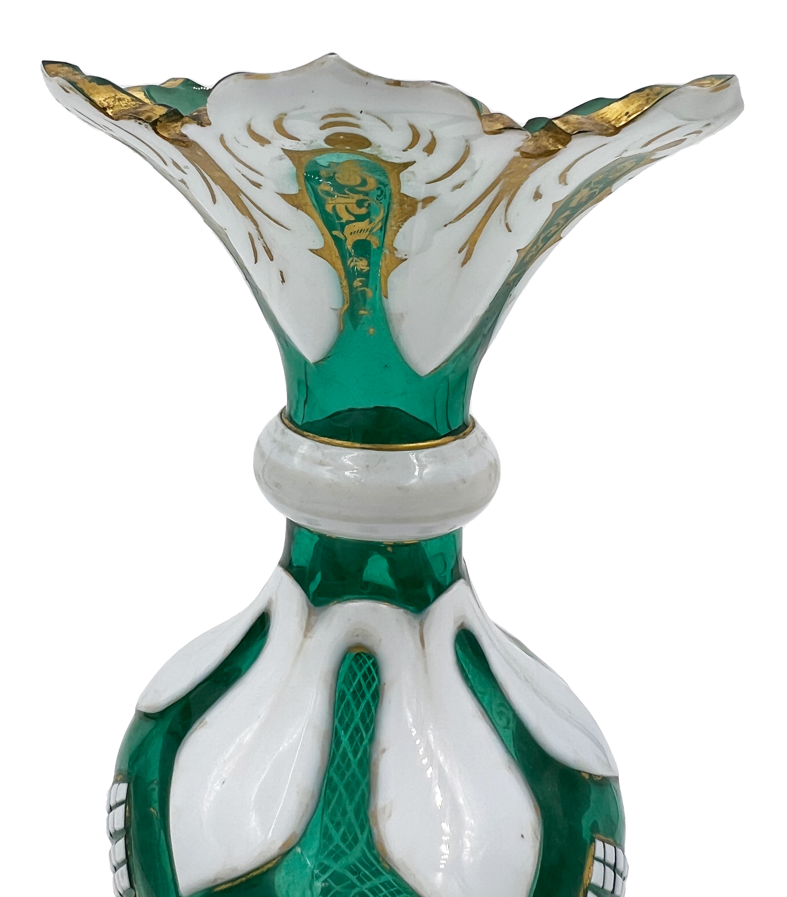 GREEN AND WHITE BOHEMIAN FLASHED GLASS VASE, 19TH CENTURY - Image 5 of 7