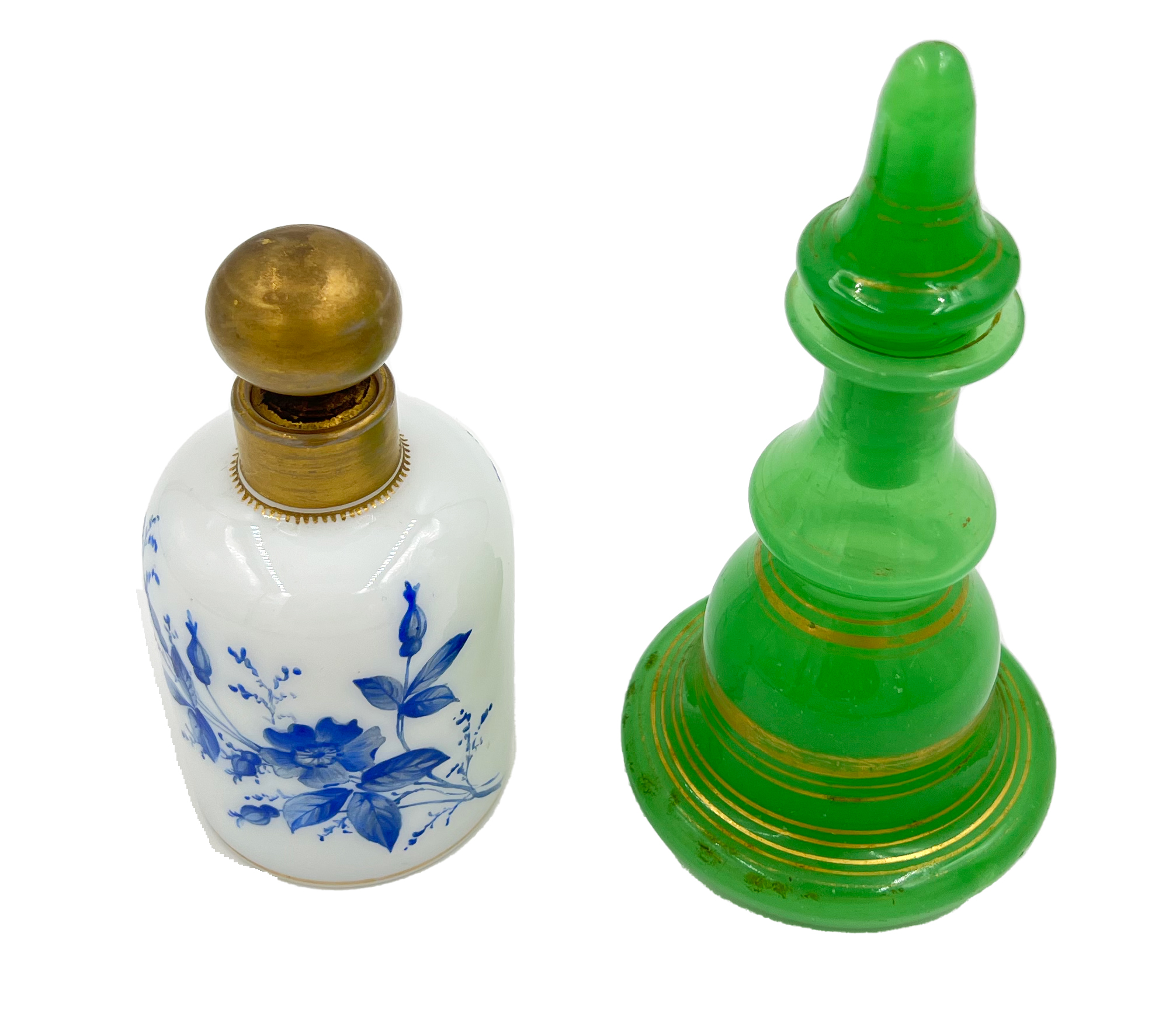 TWO OPALINE GLASS PERFUME BOTTLES - Image 2 of 2
