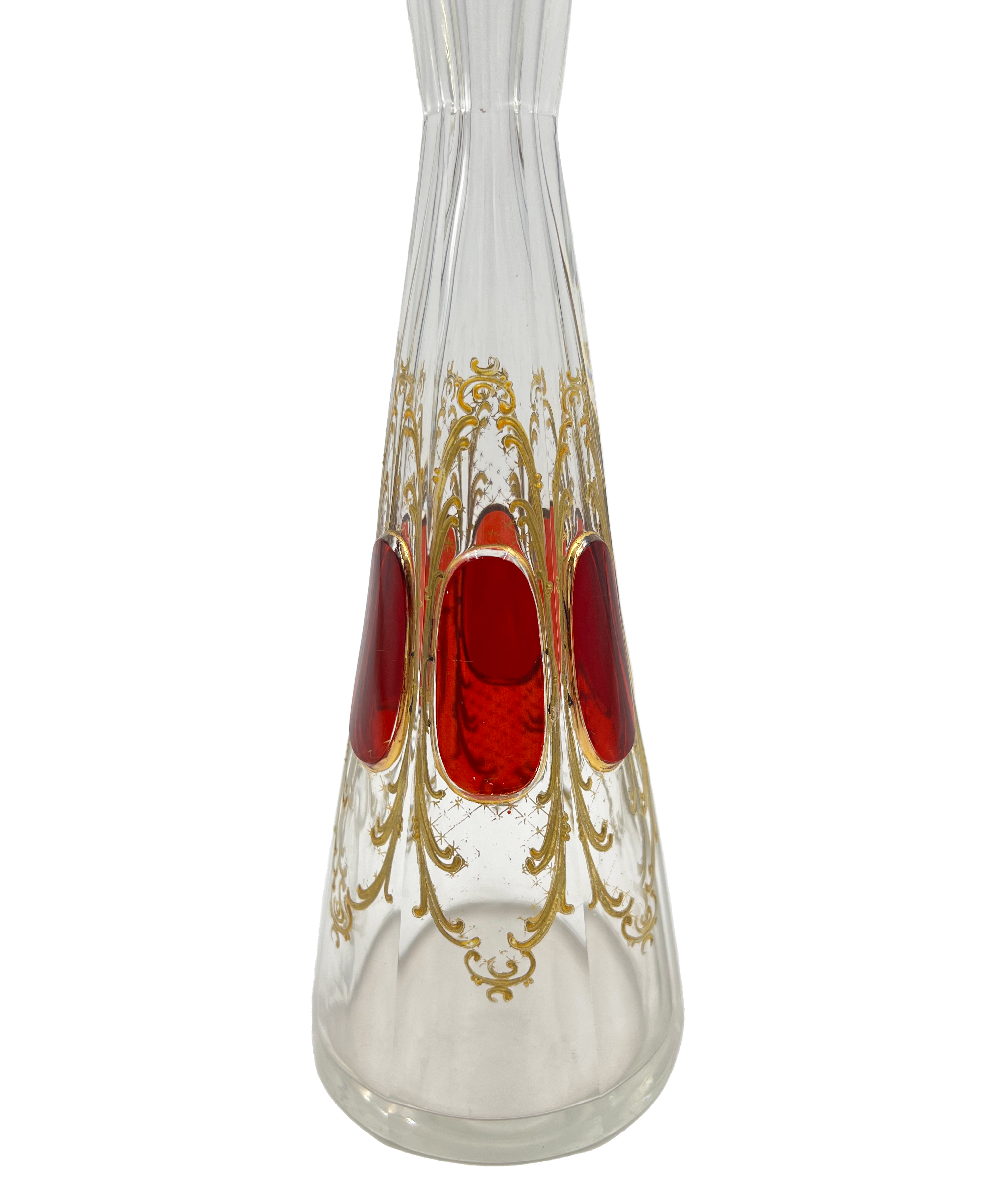 BOHEMIAN GLASS RUBY RED MOSER GLASS BOTTLE WITH LID - Image 3 of 3