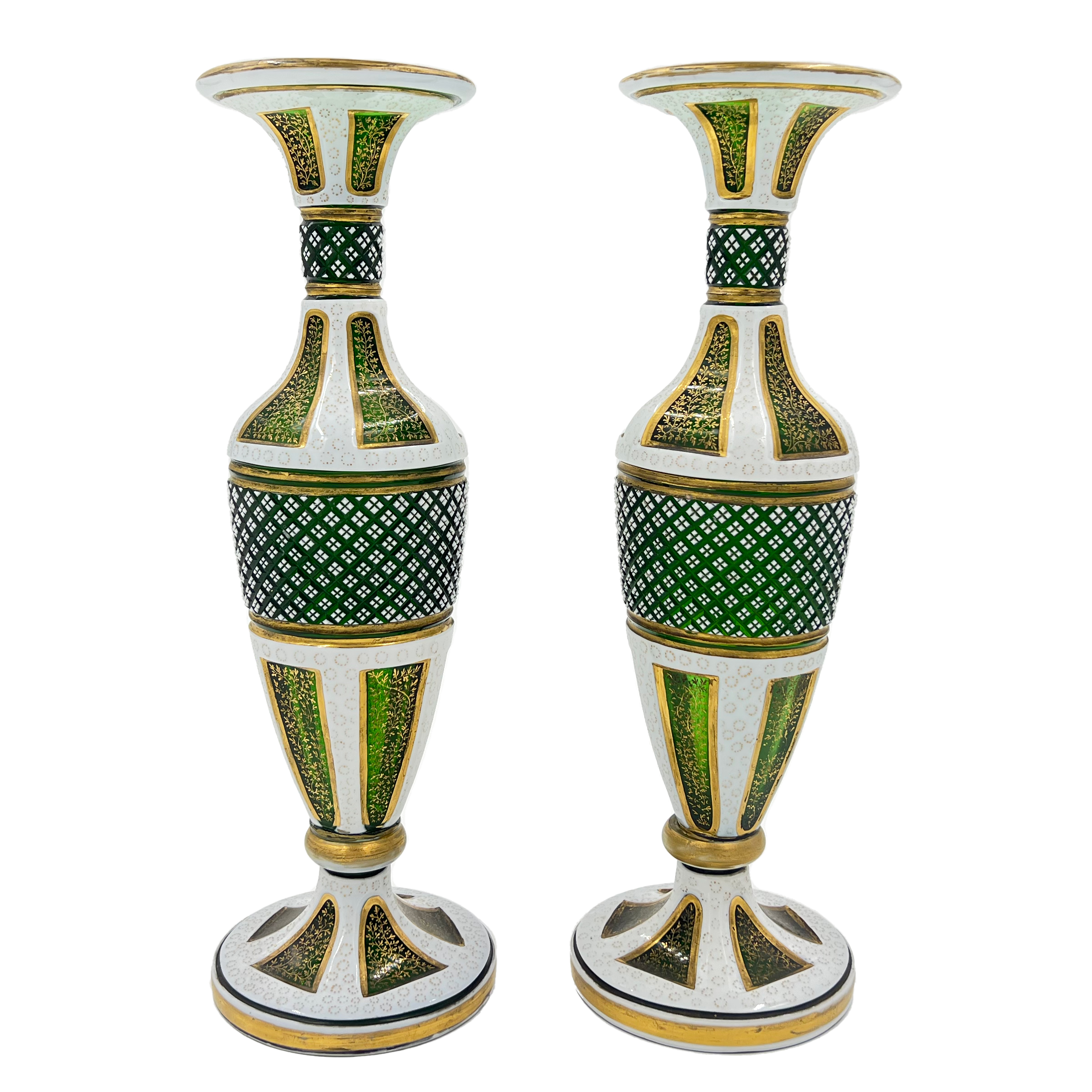 PAIR OF BOHEMIAN GLASS VASES, LATE 19TH CENTURY