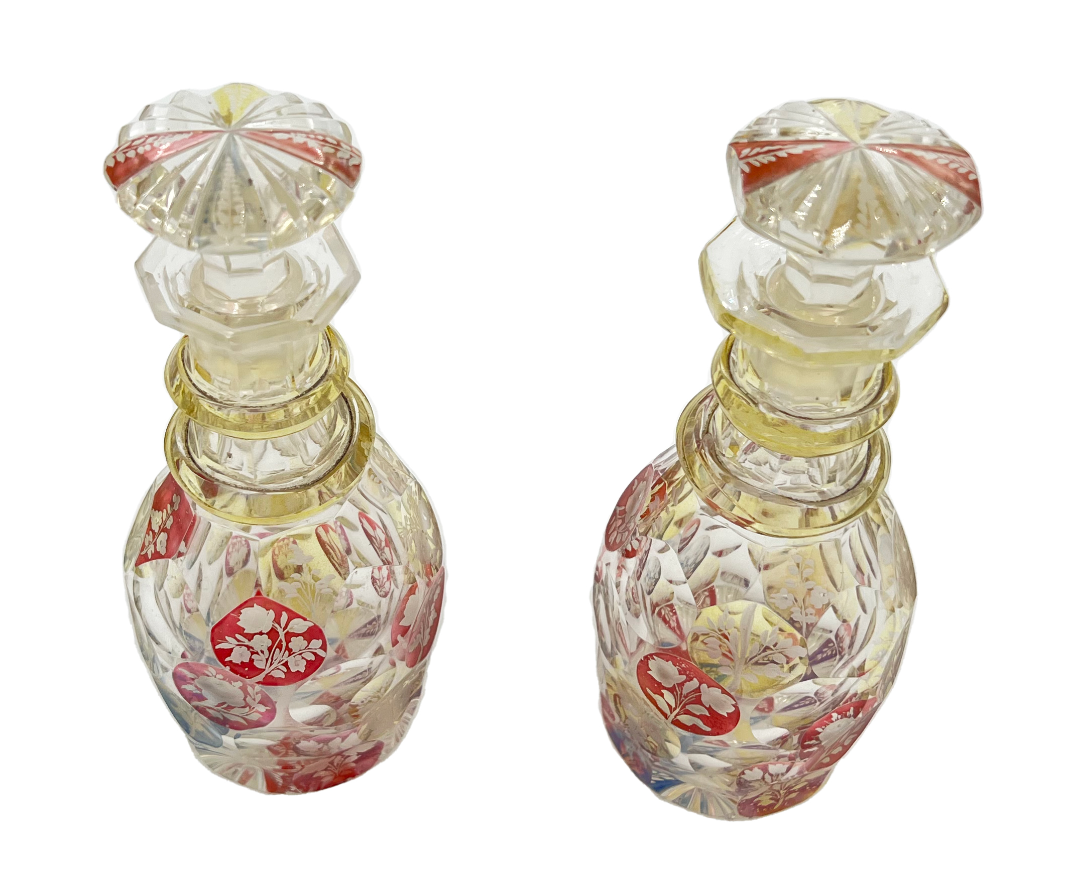 PAIR OF BOHEMIAN GLASS PERFUME BOTTLES - Image 2 of 2