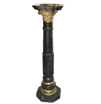 BLACK MARBLE AND ORMOLU MOUNTED FLOOR STANDING PEDESTAL, LATE 19TH CENTURY