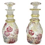 PAIR OF BOHEMIAN GLASS PERFUME BOTTLES