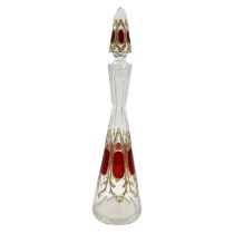 BOHEMIAN GLASS RUBY RED MOSER GLASS BOTTLE WITH LID