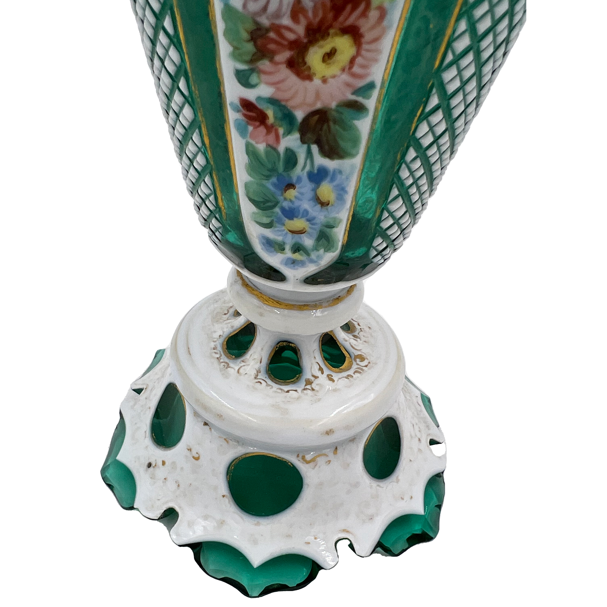 GREEN AND WHITE BOHEMIAN FLASHED GLASS VASE, 19TH CENTURY - Image 6 of 7