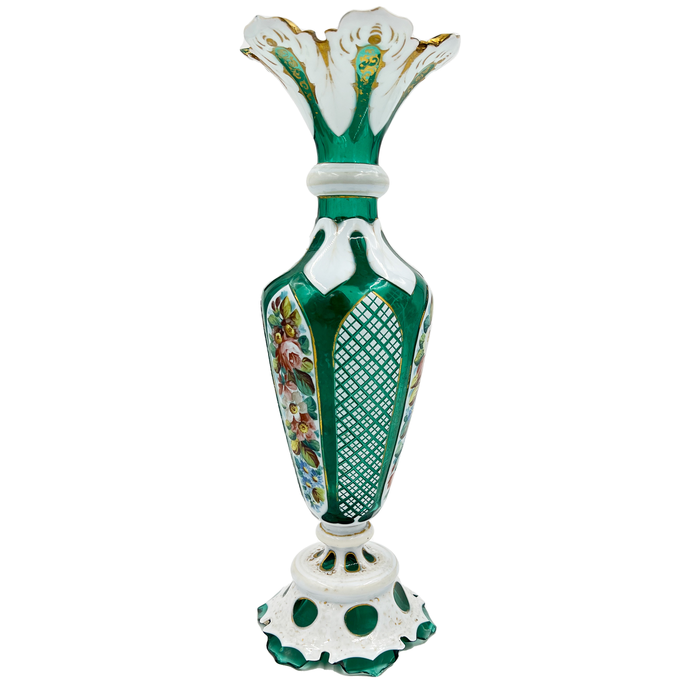 GREEN AND WHITE BOHEMIAN FLASHED GLASS VASE, 19TH CENTURY - Image 2 of 7