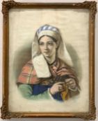 Mid 19th century portrait of a Jewish woman, pastel on paper, signed 'E.E.Such' to lower right,