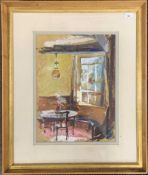 Victor Askew (British,1909-1974), Cottage interior, oil on paper backed on board, signed, 35.5x49cm,