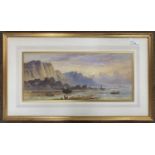 Lennard Lewis (1826-1913), Fisherfolk on the shoreline, watercolour, signed and dated 1912, 23x52cm,