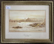 John Davison Liddell (1859-1942), 'Sheilds Harbour Evening', watercolour, signed,17x29cm, framed and