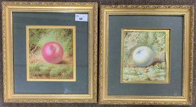 British school, circa 19th century, A pair of still life studies of a red and green apple,