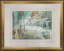 Attributed to Irene Welburn (British,1910-2000), Pantiles, pencil and watercolour, unsigned,