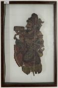 Indian school, attributed to the shadow puppertry of Tholpavakoothu, framed and two way glazed.