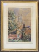 British school, circa 20th century, Worcester Cathedral, watercolour and wash with gouache,