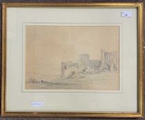 Attributed to Arthur Gerald Ackermann (1876-1960), Monmouth Castle, pencil on paper, signed and