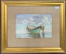 Circle of Wimslow Homer, (1836-1910), Fisherman in the shallows with his boat, watercolour,