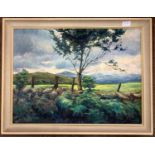 Evelyn Fulluck (active 1969-77), Landscape view (possibly Peak District), oil on board, signed and