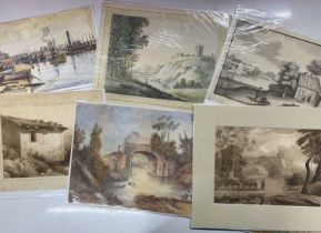 British School, 19th / 20th century, 9 watercolour / graphite landscape scenes, unframed (9)