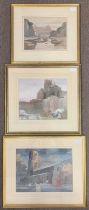 Thomas Stewart Milner (British,1909-1969), A trio of Church watercolour studies, signed, 22.5x29.