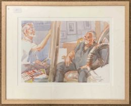 Mary Millar Watt (1924-2003), 'Conversation Piece', watercolour, signed and dated 2010, 37x60cm,