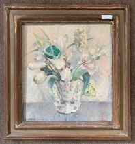 Colin Campbell (b. circa 1894), Still life study of flowers in an ornate vase, oil on board, signed,