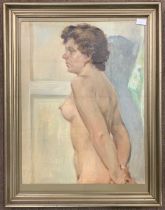 Franz Peffer (German,1887-1937), Nude study of a female, signed, oil on board, 48x63cm, framed and