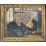 Victorian School, Interior scene with women and children, etching with aquatint, unsigned,