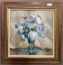 Colin Campbell (b. circa 1894), Still life of flowers in a glass vase, oil on board, signed,