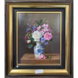 Dianne Branscombe (British, b.1949), 'October Flowers', oil on board, signed, 24.5x29cm, framed.