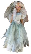 Sindy Superstar doll in part of Three Wishes Sindy outfit, pale blue glittery dress with glittered